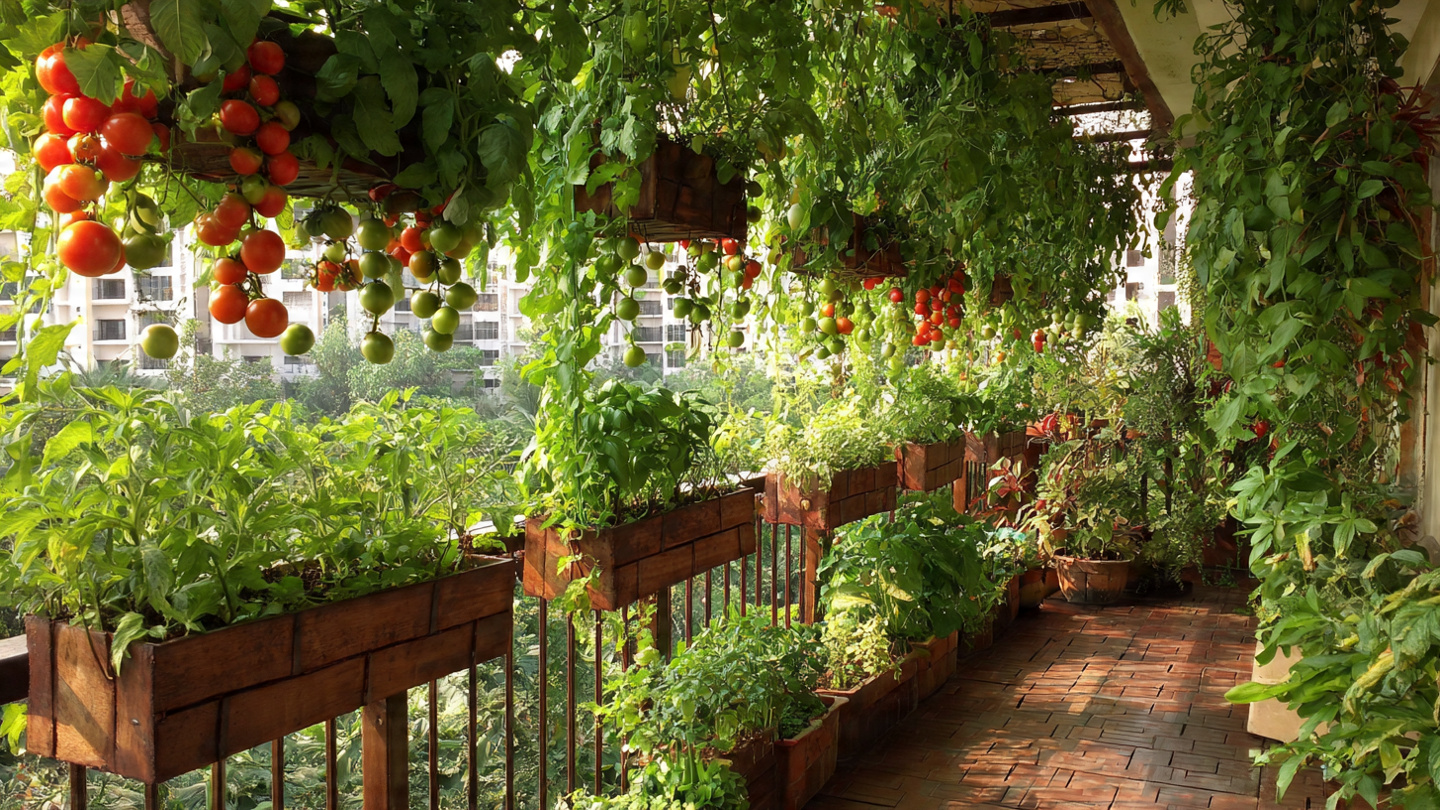Amazing Vegetable Garden on the Balcony with Perfect Hanging Garden ...