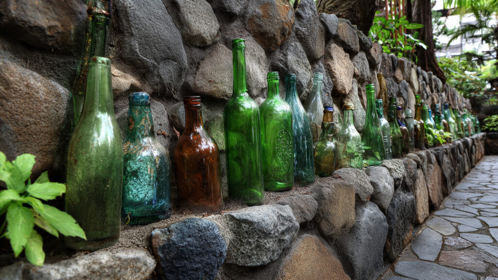 How Can Old Glass Bottles Transform Your Garden into a Unique Wall?