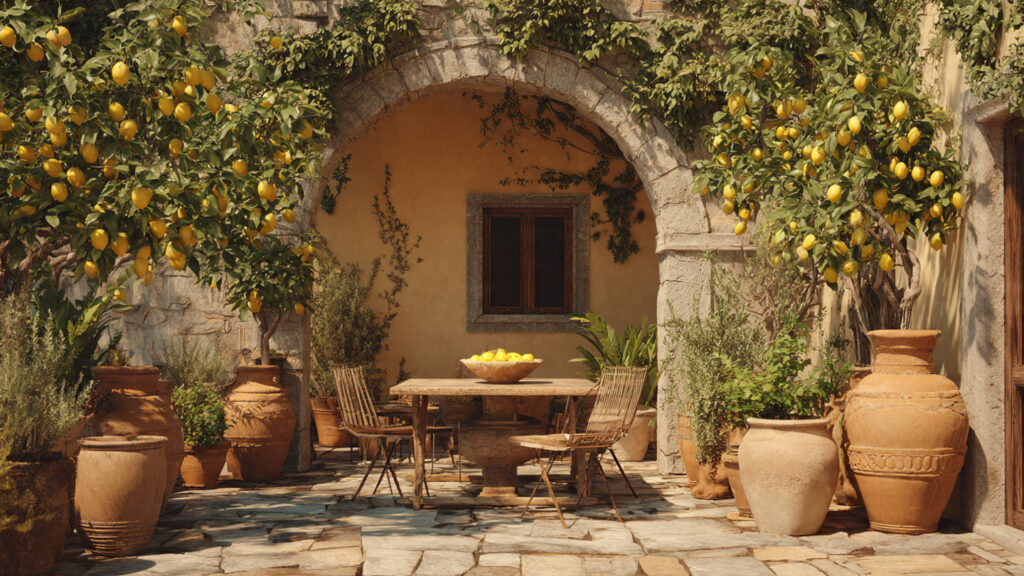 How Can You Craft a Tuscan Oasis with Lemon Trees and Stone Pots?