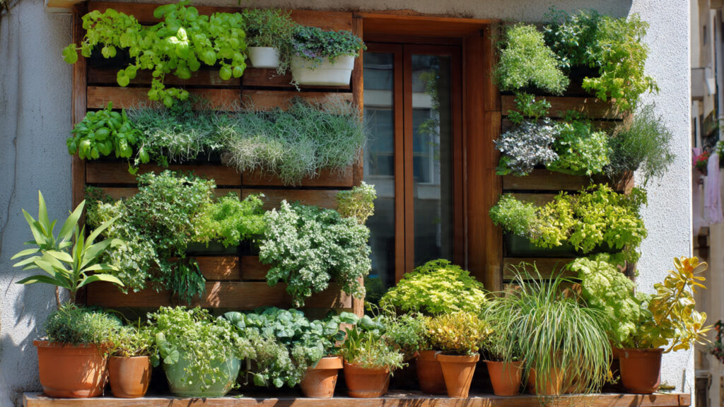 How Can You Create a Vertical Herb Garden on Your Sunny Kitchen Door?