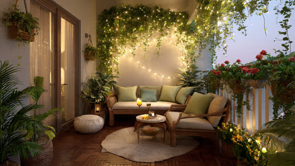 How Can You Transform Your Balcony Garden into a Serene Evening Retreat with Perfect Lighting?