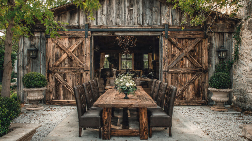 What Are the Best Ways to Transform Old Barn Doors into a Stunning Outdoor Dining Room?